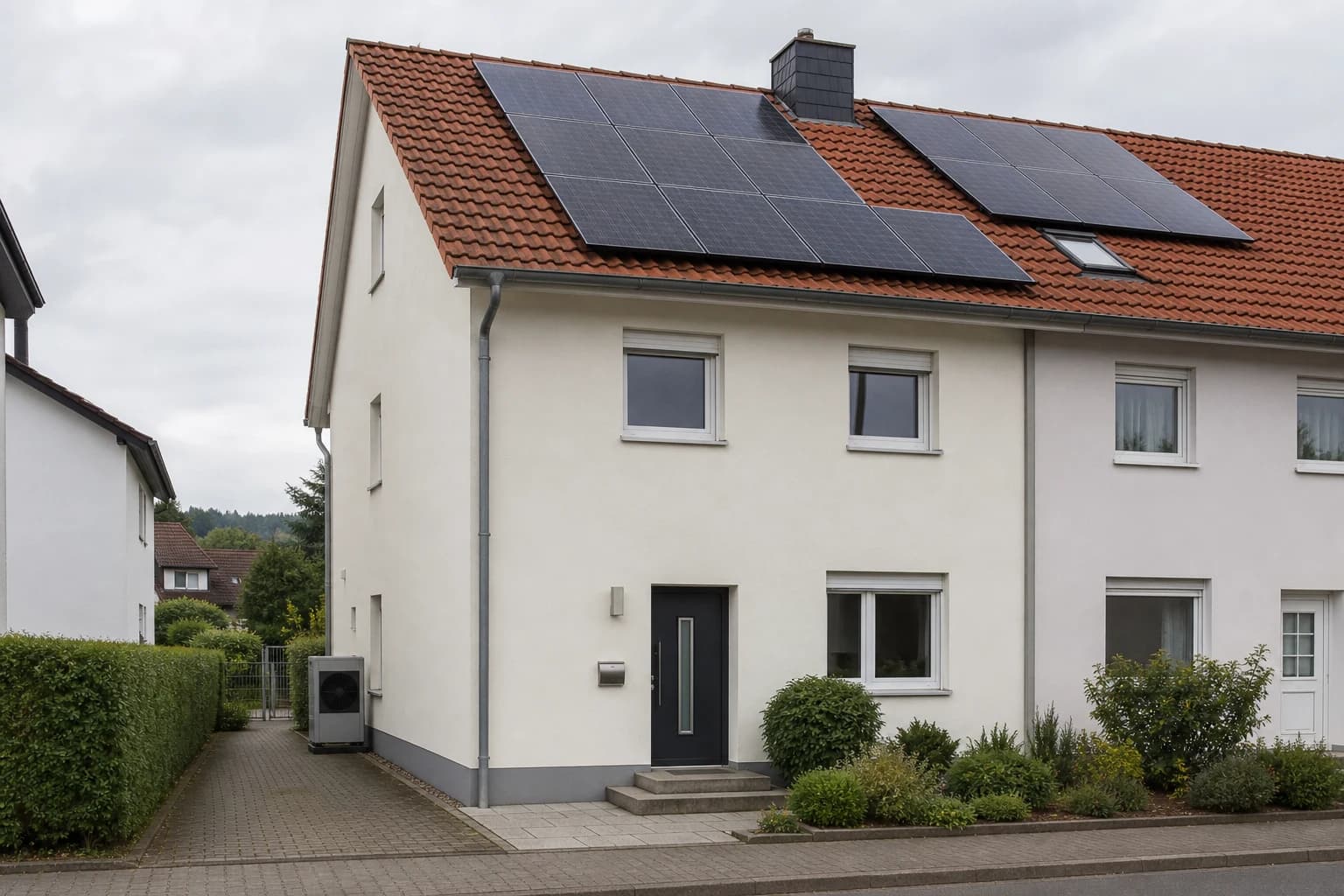 Doppelhaushälfte von 2001 mit kompakter Wärmepumpe und Photovoltaik